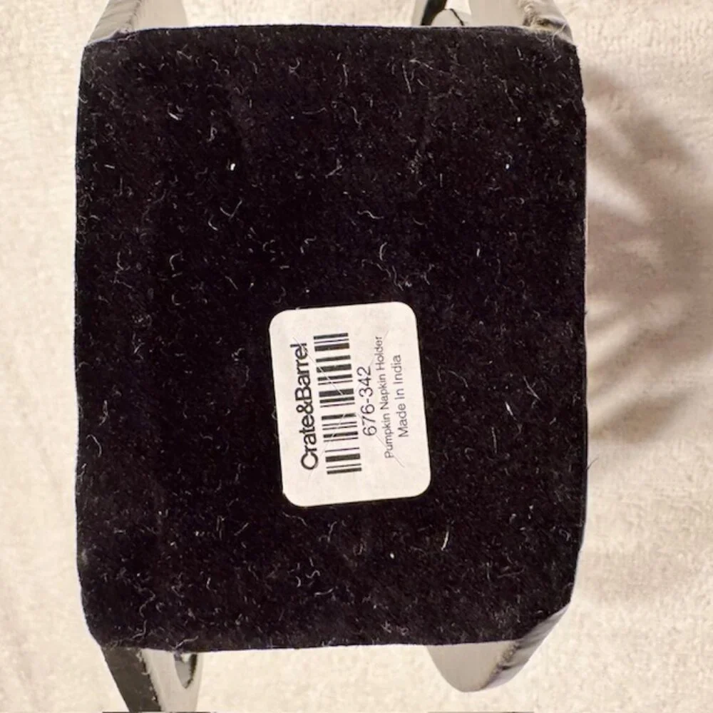 Crate And Barrel Hammered Metal Pumpkin Napkin Holder- Dark Brown Bronze - New
